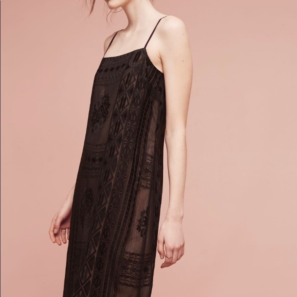 NWT ANTHROPOLOGIE LUNA EMBROIDERED LUNA SLIP DRESS